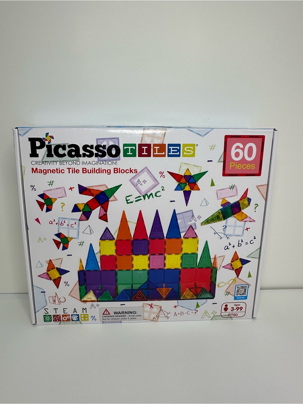 PicassoTiles PT60 60 Piece Magnetic Tile Building Blocks STEM Set New Open Box